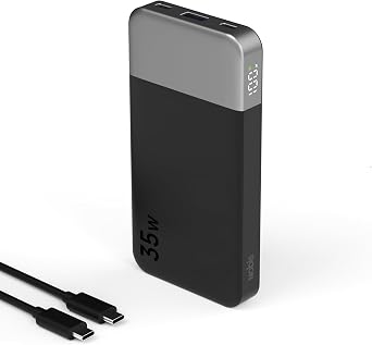 NOBIS Power Bank 35W 10000mAh Portable Charger - Fast Charging with 2 USB-C in&Out,1 USB A, Battery Pack with Digital Display for Phone 17, S25, Tablet