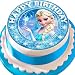 Produktbild Essbarer Zuckerguss-Tortenaufsatz, Eiskönigin Elsa, Happy Birthday, Sternenrand, vorgestanzt