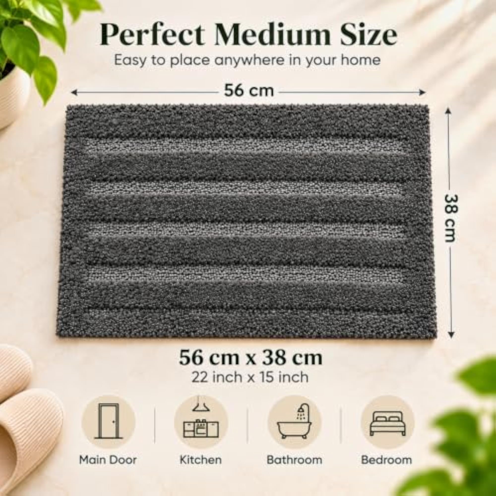 Microfiber Bath Mat, Anti-Skid Door Mat for Bathroom
