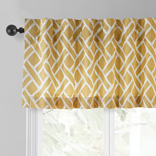 Image of HPD Half Price Drapes Window Valance 50 X 19 Cotton Martinique Printed, PRCT-VLD07A-19, Martinique Yellow