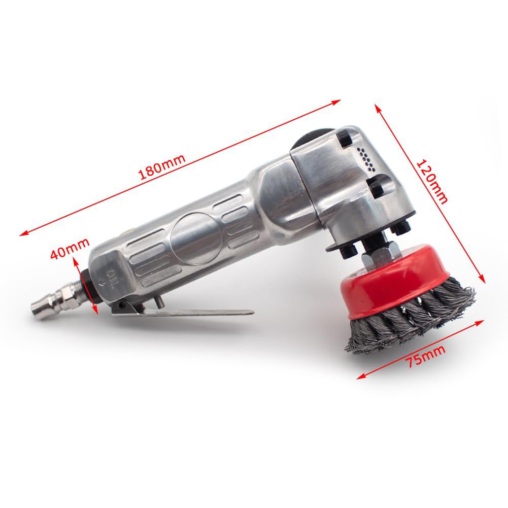 Gertrude 75 Mm Pneumatische Drahtcupbürste, 11000 Umdrehungen Pro Minute Metallrostentfernungswerkzeug Luftbetriebene Reinigungspolierbürste Für Metalloberflächen MAG-9000 Silver,1
