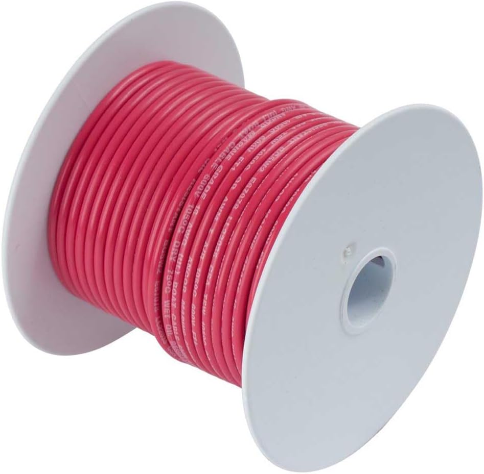 Ancor 113502 Tinned Copper Battery Cable, 4 AWG (19mm2), Red - 25ft