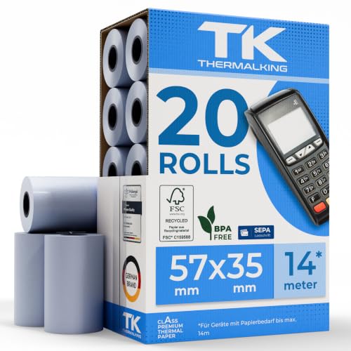 THERMALKING - ÖKO - EC Cash Rollen Thermopapier 57mm x 35mm x...