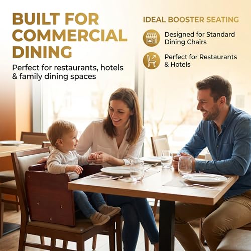 Image of Mahogany Wooden Dining Seat Riser for Restaurant Chairs - Stackable Rubberwood Seat Platform with Chair Strap & Non-Slip Pads, Commercial Restaurant Seating Accessory