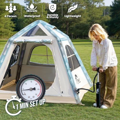 Carpa inflable TAILI para camping 4 personas color caqui miniatura 2