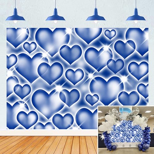 Toile de fond cœur bleu Y2K paillettes vintage pour studio photo