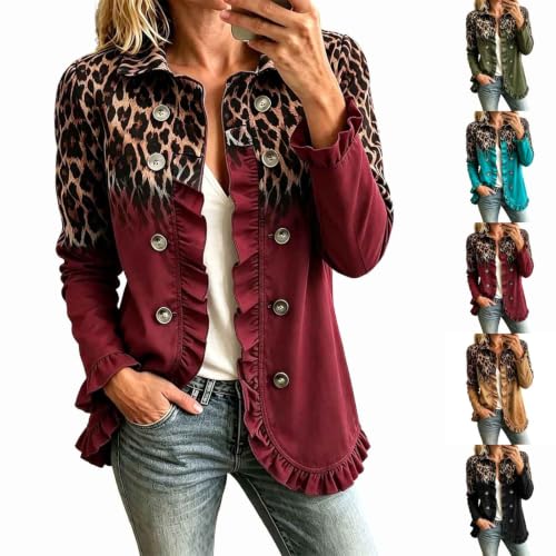 Aniywn Women'S Fall Jackets Lightweight Ruffle Double Breasted Cardigan - image 1
