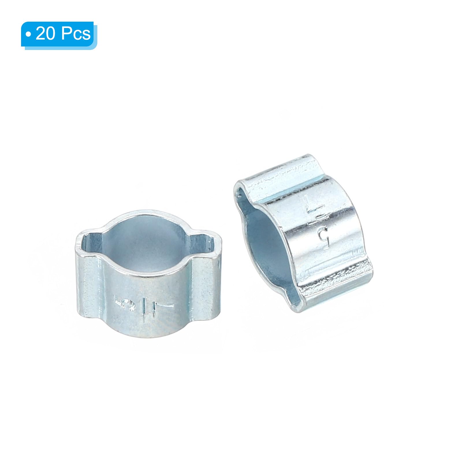 PATIKIL 20 Pack 5-7mm Double Ear Hose Clamp, Galvanized Steel O Clip Crimp Rings for Fuel Petrol Pipe Tube Fitting Connections, Silver Tone - Image 3