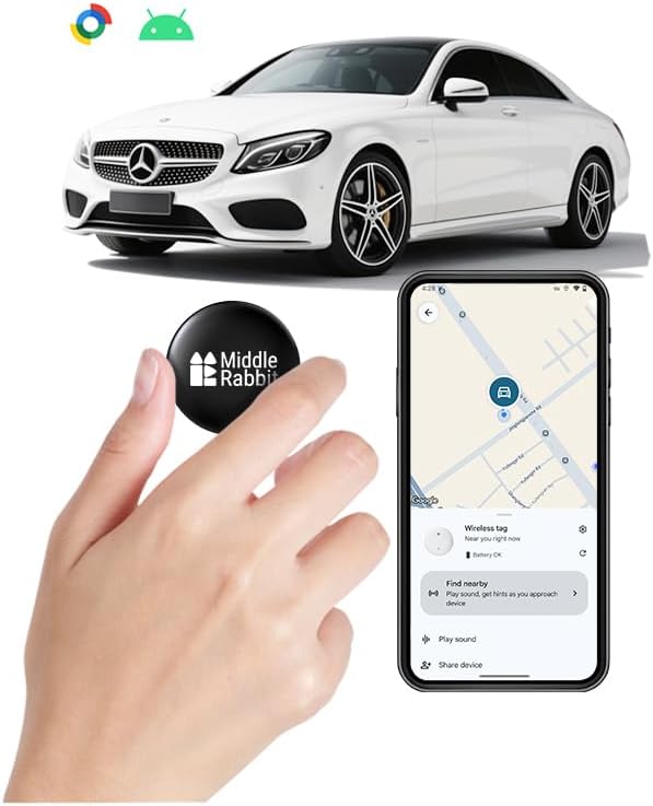 Mini Car GPS Tracker (Android Only) Car Finder, Car Smart Tag, Android Air Tag for Kids, Google Find Hub App, No Subscription