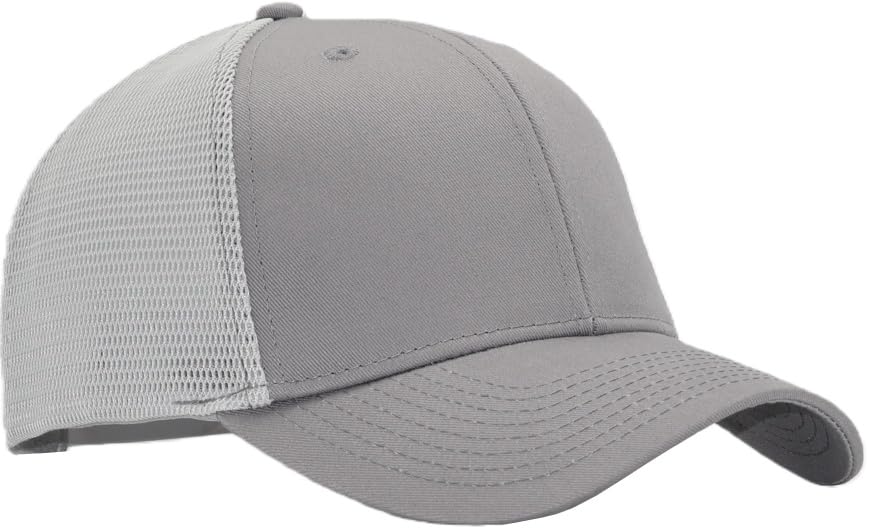 Image of Mens Mesh Snapback Hat Fits One Size & XXL | Structured Adjustable Trucker Hats | Sturdy Outdoor Blank Baseball Cap
