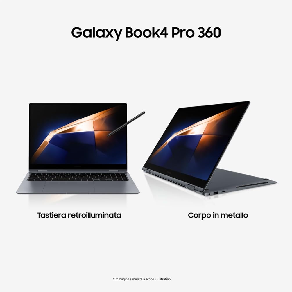 Samsung Galaxy Book4 Pro 360 Intel Core Ultra 7 16GB RAM 512GB 16" Dynamic AMOLED 2X Touch Laptop Windows 11 Home Moonstone Gray