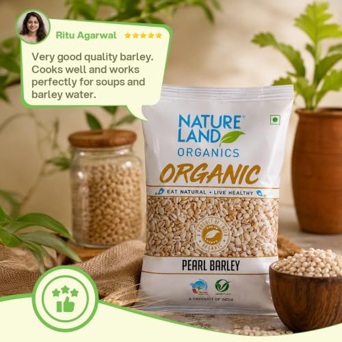 Image of Natureland Organics Pearl Barley 500 Gm (Pack of 5) - Organic Barley