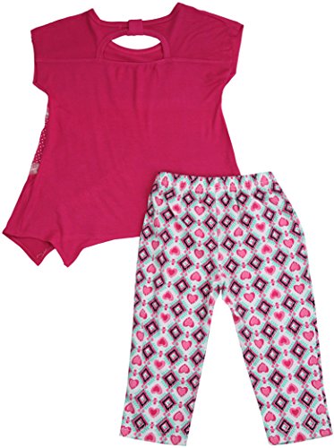 Image of ToBeInStyle Girl's 2 Piece Outfit Top & Leggings Set Casual Graphic Shirt Capri Pants