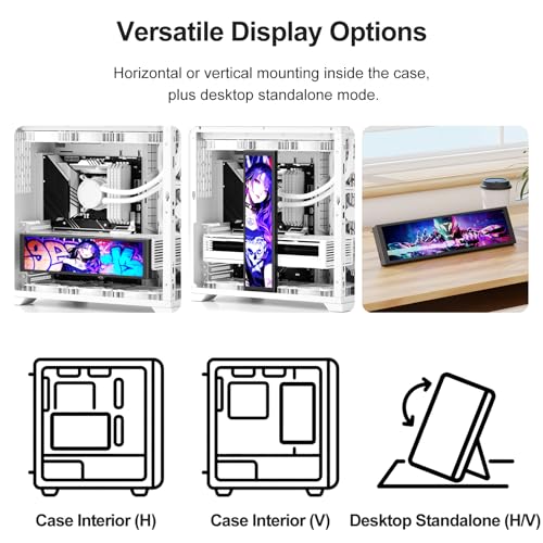 Image of MT-VIKI 9.2 Inch IPS PC Secondary Screen, 1920x462 Computer Hardware Monitor & Real-Time Temperature Display for Windows 7 64-Bit or above, USB-C /4 to 9 Pin CPU GPU RAM Data Monitor, NOT for Mac /Linux