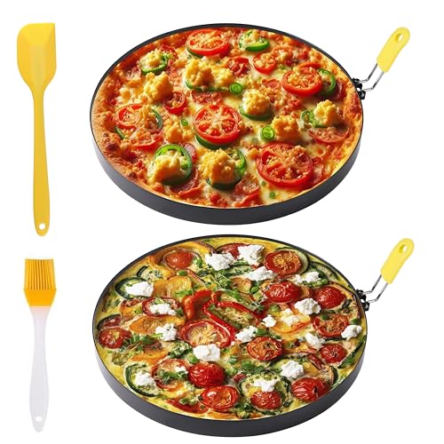 Extra Large 10 Inch Omelette Ring for Griddle Stainless Steel Pancake Egg Ring With Silicone Handle - Non-Stick Round Creps Crumpet Accessory (2 Packs)