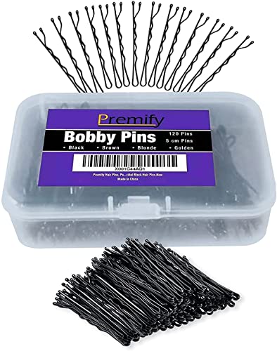Premify Hair Pins Pack Of 120 Bobby Pins Bun Hair Pins Black Hair Grips Hair Pin for Women Wedding Bridal Black HairPins