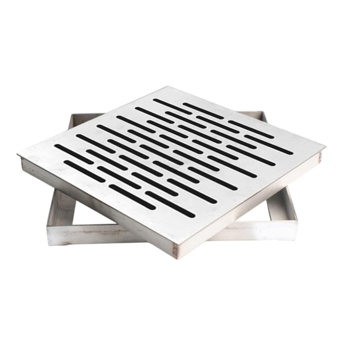 Ubric Edelstahl Bodenablaufabdeckung mit Rahmen 300 x 300 x 20mm Quadratisches rutschfestes Ablaufgitter Ablaufgitter für Küche Bad Garten im Freien