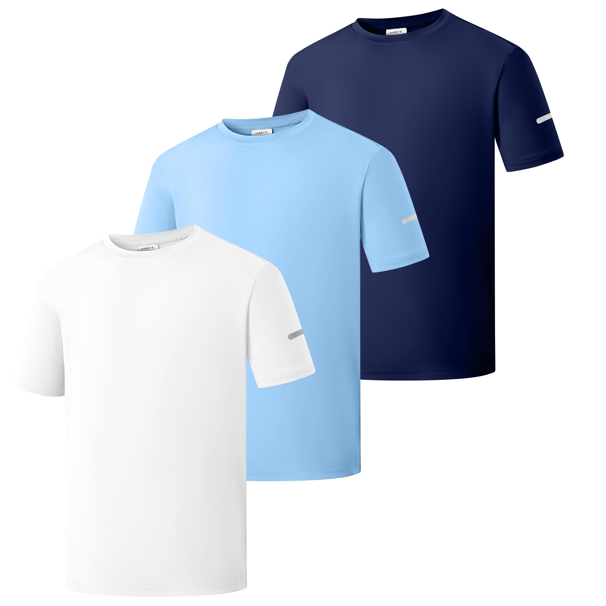HIBETY 3 Pack Kids Boys Girls Moisture Wicking Athletic T-Shirts Dry Fit Short/Long Sleeve Tees for School Sports Gym Running