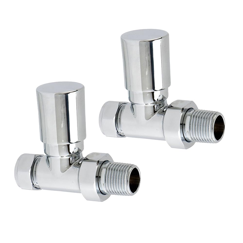 NRG Straight Manual Valve 1 Pair Radiators Towel Rail Towel Heater Chrome Valves