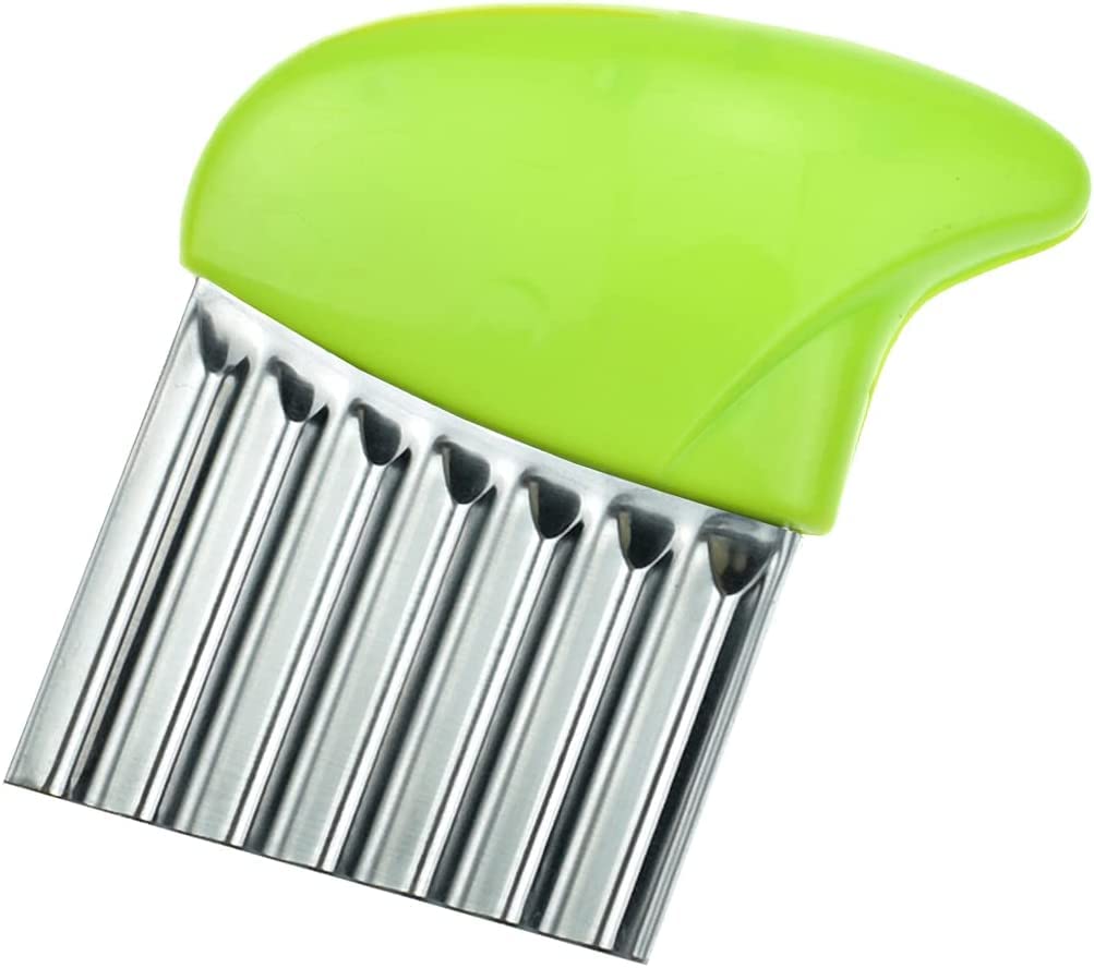 VOXMIX Stainless Steel Potato Carrot Chip Vegetable Crinkle Wavy Chopper Cutter French Fry Slicer | 18 X 11 X 1 cm | Pack 1 | Multicolor