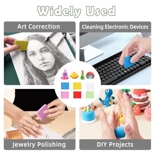 12 Stück Knetradiergummis,Weich Knetbar Radiergummis,Skizze Kitt Gummi mit Kunststoffgehäuse,Dauerhafte Künstler Radiergummi,Knetgummi Radiergummi für Bunte Zeichnung Malerei Schulbedarf