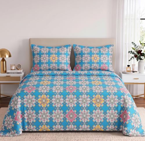 Image of VAS COLLECTIONS 240 TC Cotton Double Bedsheet with 2 Pillow Covers, Ultra Soft & Breathable Bed Sheet Set, Skin Friendly, Fade Resistant, Easy Care Bedding, 90 x 100 Inches - Powder Blue