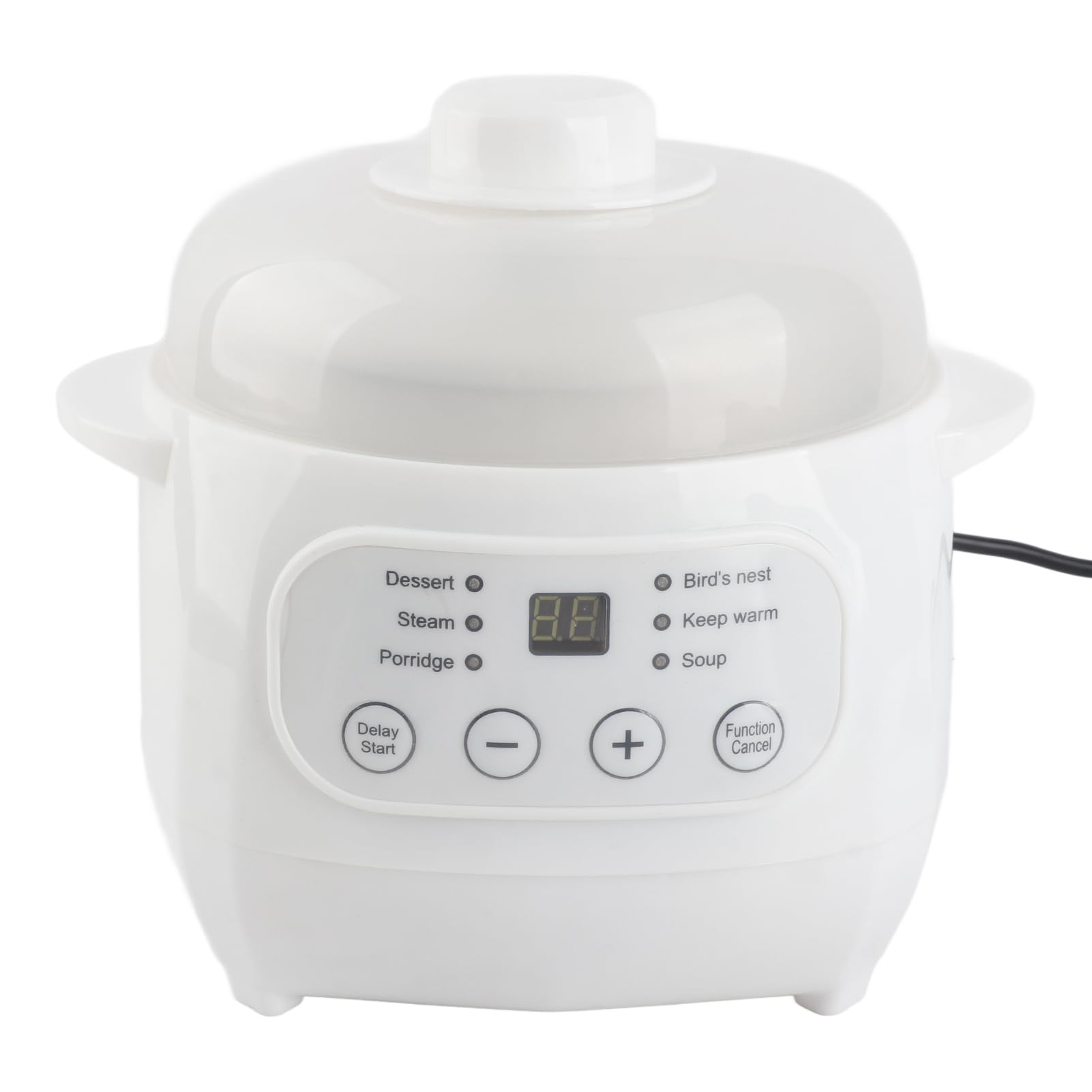 Fdit Olla Eléctrica para Guisar 1L 200W, con Revestimiento Cerámico y Aislamiento de Agua, Temporizador y Función de Reserva para Papilla, Arroz Sopa (Enchufe de la UE)