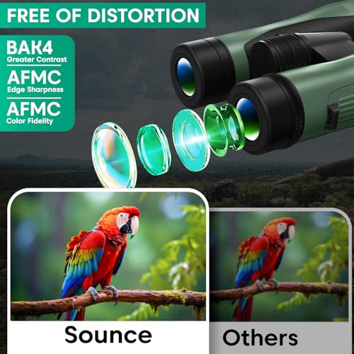 Image of Sounce 15x52 Binoculars for Long Distance | HD Binocular for Adults | IPX7 Waterproof Fog Proof | BAK4 Prism FMC Lens | Bird Watching Wildlife Safari Stargazing Hunting | Durbin with Pouch (Black)