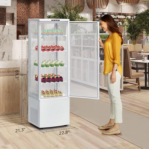 Image of GarveeLife Commercial Display Refrigerator, 8.4 Cu.Ft. Pastry Display Case for Bakery with LED, Frost-Free, Sliding Door, Commercial Fridge Display Case for Cafe and Restaurant, 4-Tier Design, White
