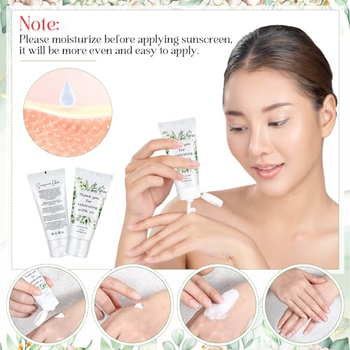 Image of 24 Pcs Mini Sunscreen Bulk for Summer Party Wedding SPF 30 Water Resistant Sunscreen Lotion Bulk 1oz Travel Size for Thank You Gifts Wedding Supplies (Eucalyptus Leaves)