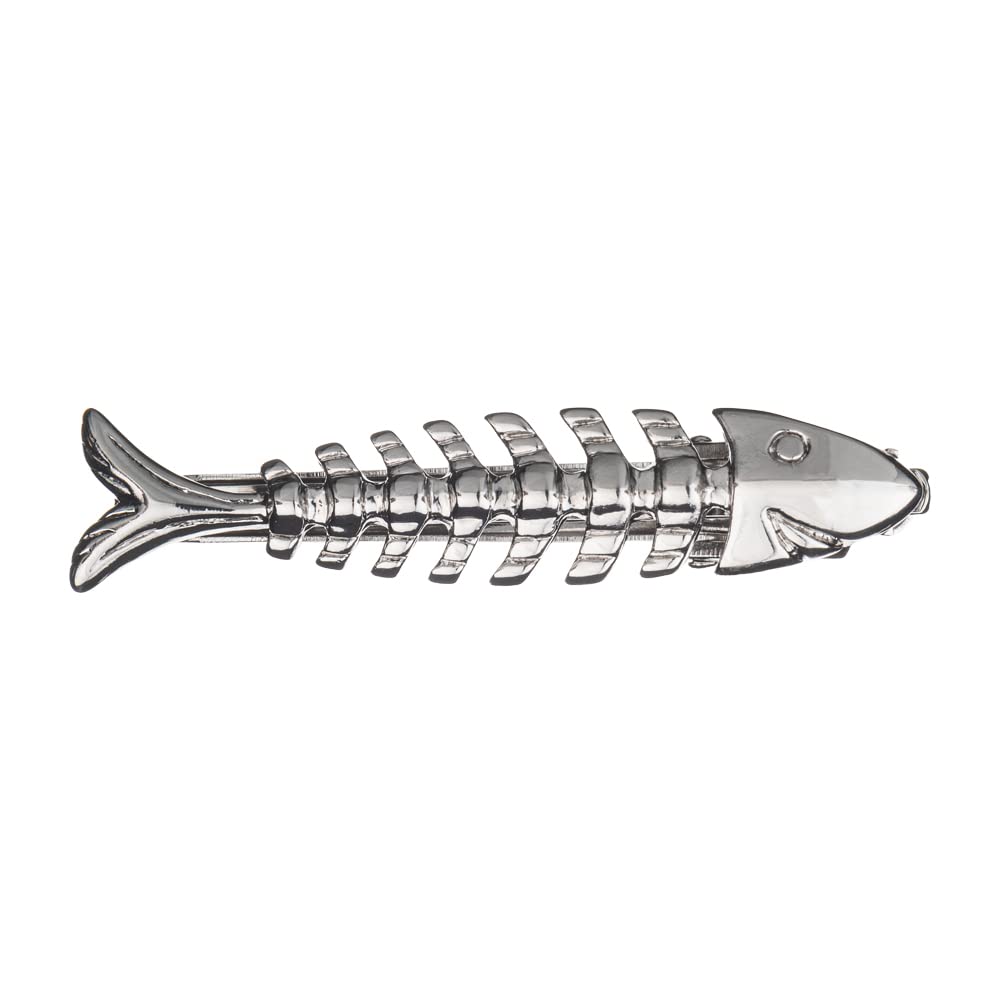 Silver Fish Skeleton Tie Bar For Men-image-6