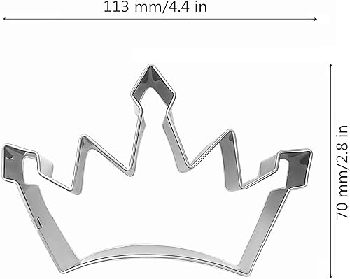 Miniatura 3 de Cortador de galletas en forma de corona de gran tamaño, cortador de galletas de acero inoxidable para reinareypríncipeprincesa, 4.4 pulgadas (modelo