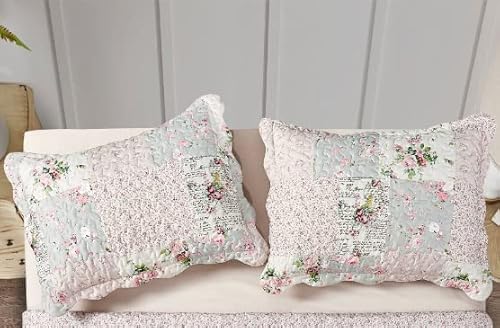 Brilliant Sunshine 8808 Traditional Rose And Sage Patchwork Pillowshams Set thumb #4