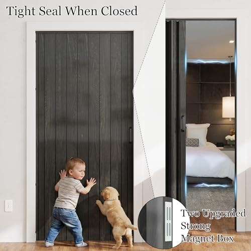 Image of SmartStandard 36 inch x 80 inch Accordion Doors Interior, Double Walled, Black