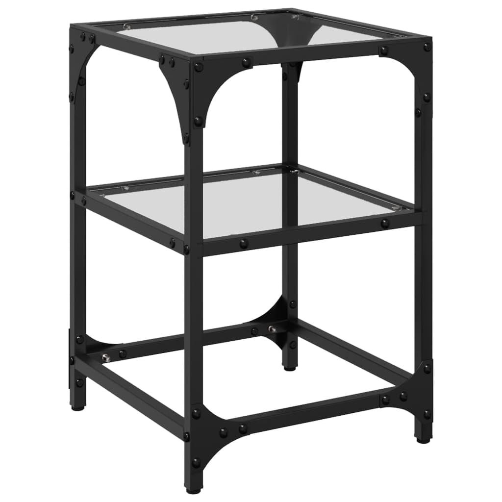 Tavolino da salotto con ripiano in vetro, trasparente, 30 x 30 x 45
