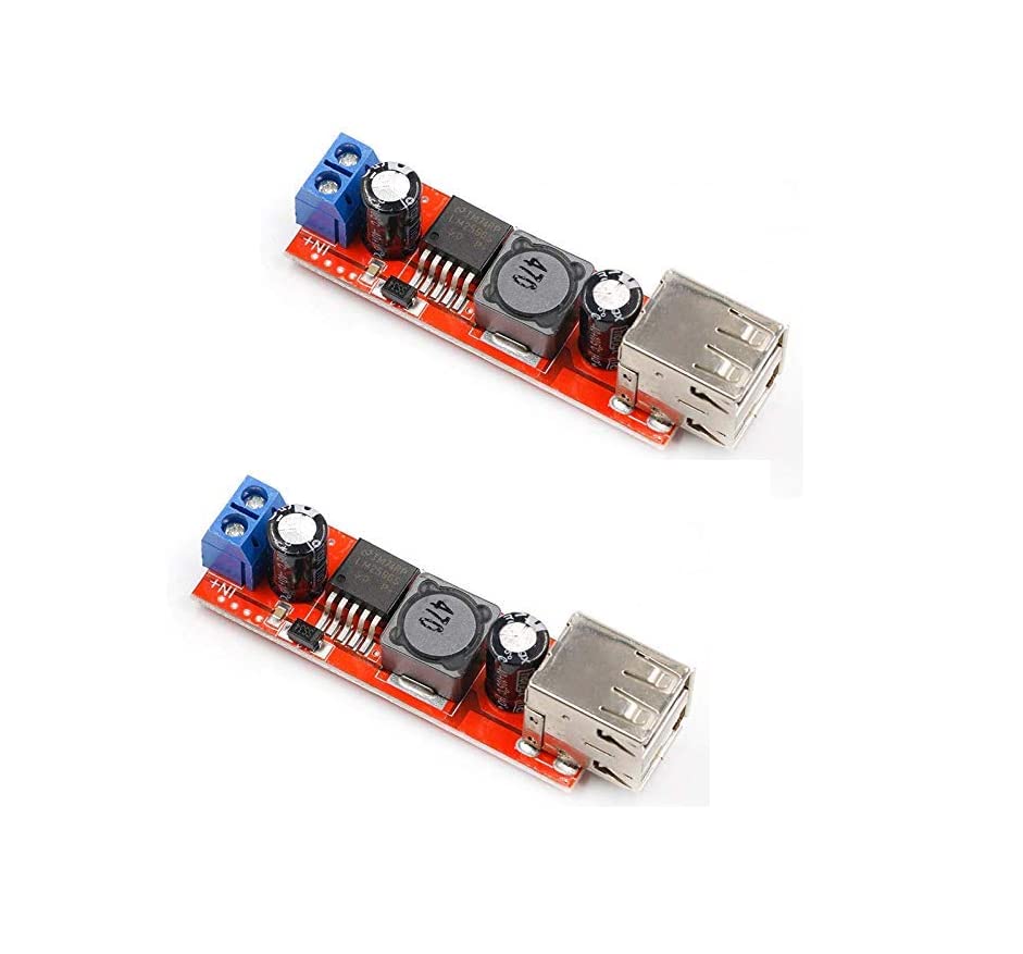 xcluma DC 6V-40V To 5V 3A Double USB Charge Step-down Converter Module For Vehicle Charger LM2596 (Pack of 2)-image-2