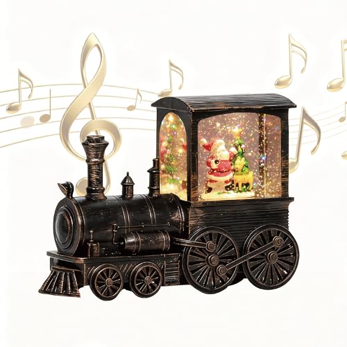 Christmas Snow Globes Vintage Train Santa Claus Snow Globe with ...