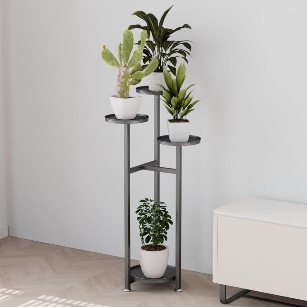 Zstar Support pour plantes en métal à plusieurs étages - Pour coin de la pièce, salon, balcon, terrasse, cour, noir - 100 cm