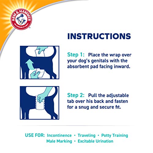Image of Arm & Hammer for Pets Disposable Female Dog Diapers with Odor Control and Wetness Indicator, Leak Resistant Dog Diapers for Incontinence and Heat Cycles, Size Small 15-19 in Waist, 12 Count