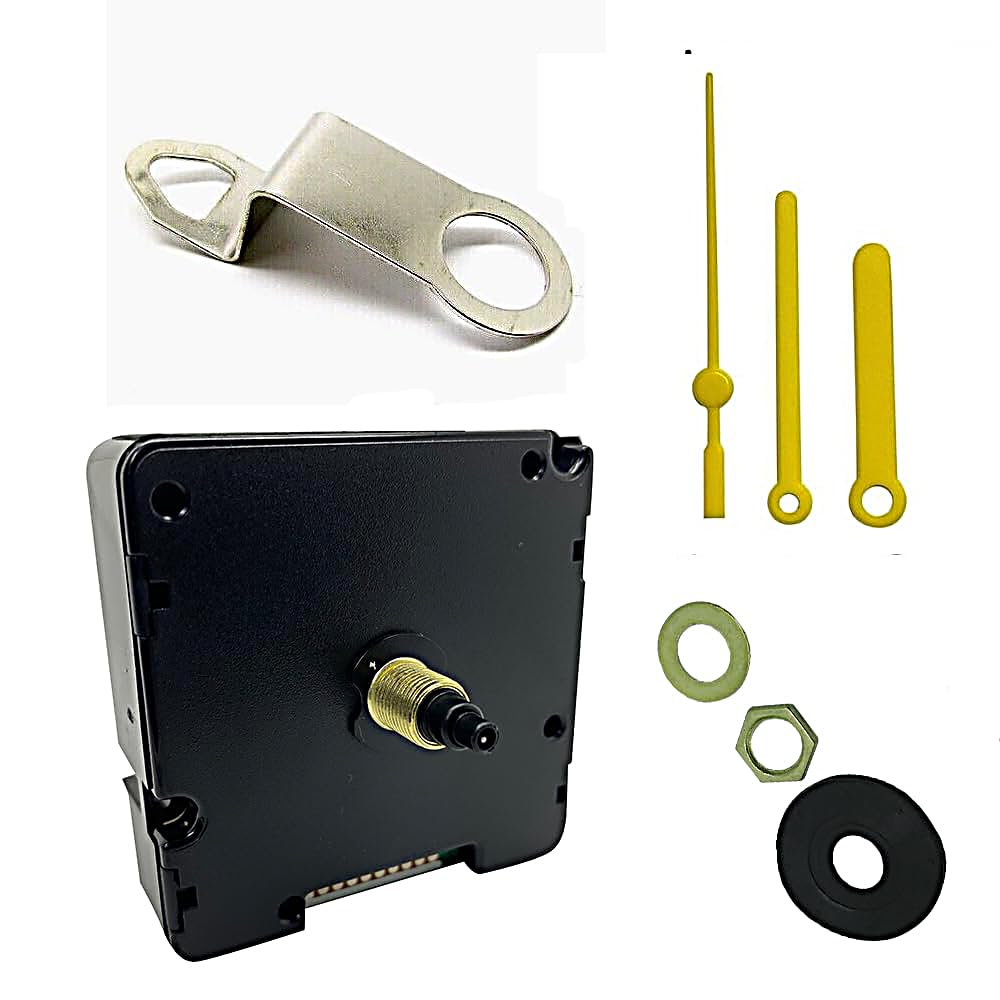 Ticking Battery Operated Automic UK Radio Controlled Clock Movement Mechanism/Motor Quartz MSF Signal (1, 55mm Yellow Plastic Hands)
