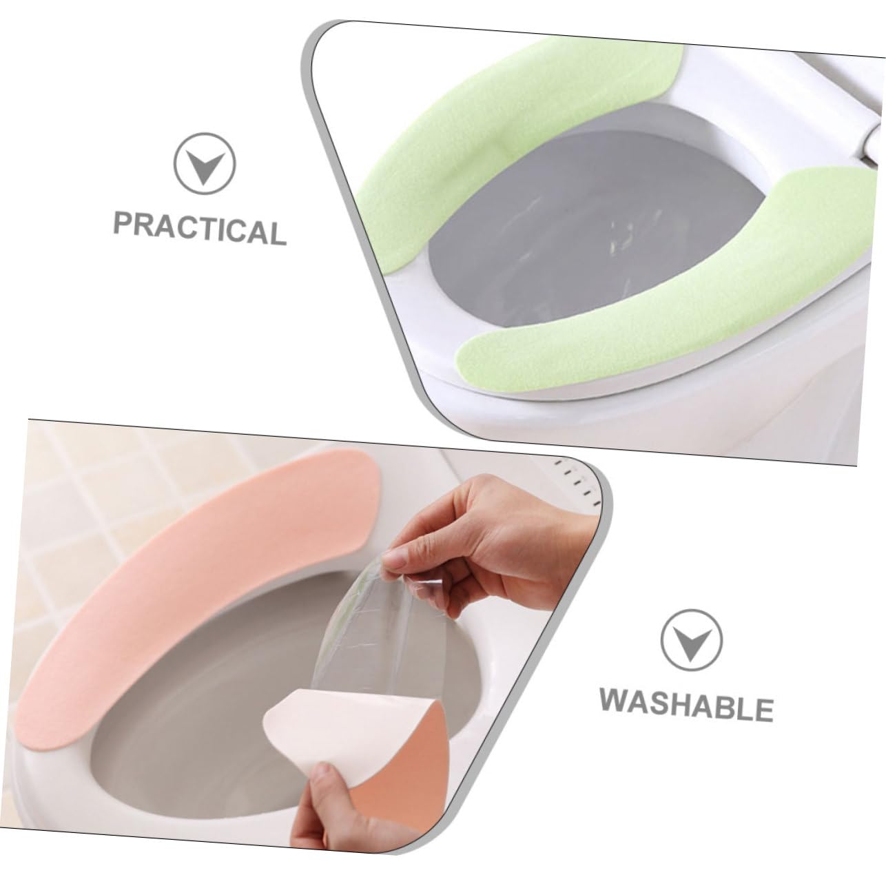 SEWACC 4Pairs Washable Toilet Seat Cover Mats Fuzzy Toilet Seat Cushions for Winter Soft and Comfortable Easy to Clean Color Light Light