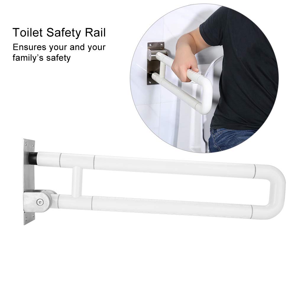 Barra de Apoyo para Inodoro Plegable, Asidero de Seguridad para Baño, 62 cm, Soporte de Pared