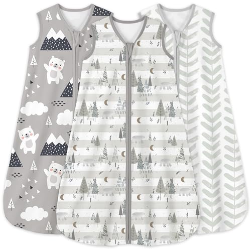 Image of Yoofoss Baby Sleep Sack 0-6 Months 0.5 Tog Wearable Blanket for Baby, 3 Pack 100% Organic Cotton Infant Toddler Sleeping Sack 2-Way Zipper Lightweight Sleepsack
