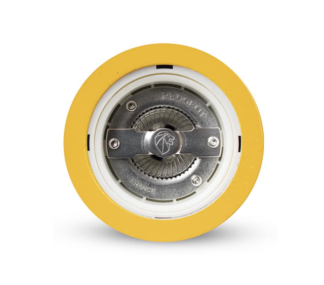 PEUGEOT - Salzmühle Paris u‘Select 22 cm - 6 Mahlgrade - Innovatives Zirlion-Mahlwerk für pulverfeines Salz - Aus PEFC-zertifiziertem Holz - Französisches Know-how - Safrangelb lackiert