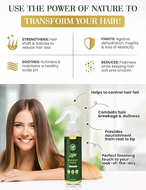 Miniatura 2 de Spray de agua de romero para el crecimiento del cabello  Agua de romero 100% natural  Revitalizador del cuero cabelludo  Promueve el crecimiento del