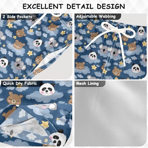 Boys Swim Trunks Quick Dry UPF 50+ Beach Board Shorts Kids Bathing Suits Swimsuit 2T Sloth Panda3