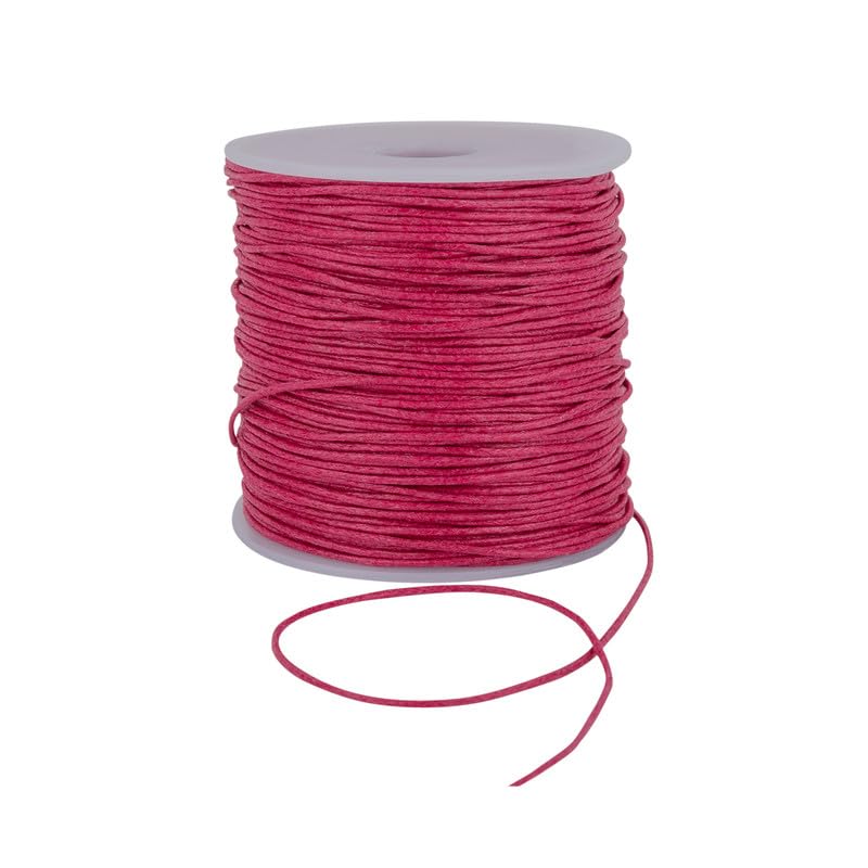 1mm Waxed Cord for Bracelet and Necklace Making - Durable Macrame Cord, Scoobies Strings, and Leather Necklace Cord - Perfect Bracelet String for Beads and Friendship Bracelets String (Cerise, 5)