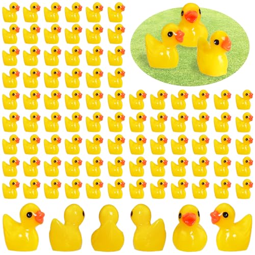 Mini Patos de Resina, 100 Piezas Mini Figuras Pato Resina, Mini Resina Patos en Miniatura, Pequeñas Figuras de Patos en Miniatura para Suministros de Decoración Micropaisaje para Macetas de Bricolaje