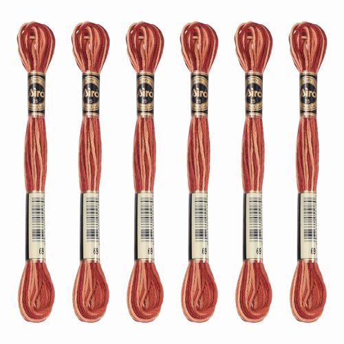 Image of PATIKIL 6 Skeins Embroidery Floss, Polyester Embroidery Threads Bracelets String for Cross-Stitch Hand Embroidery, Brown Red