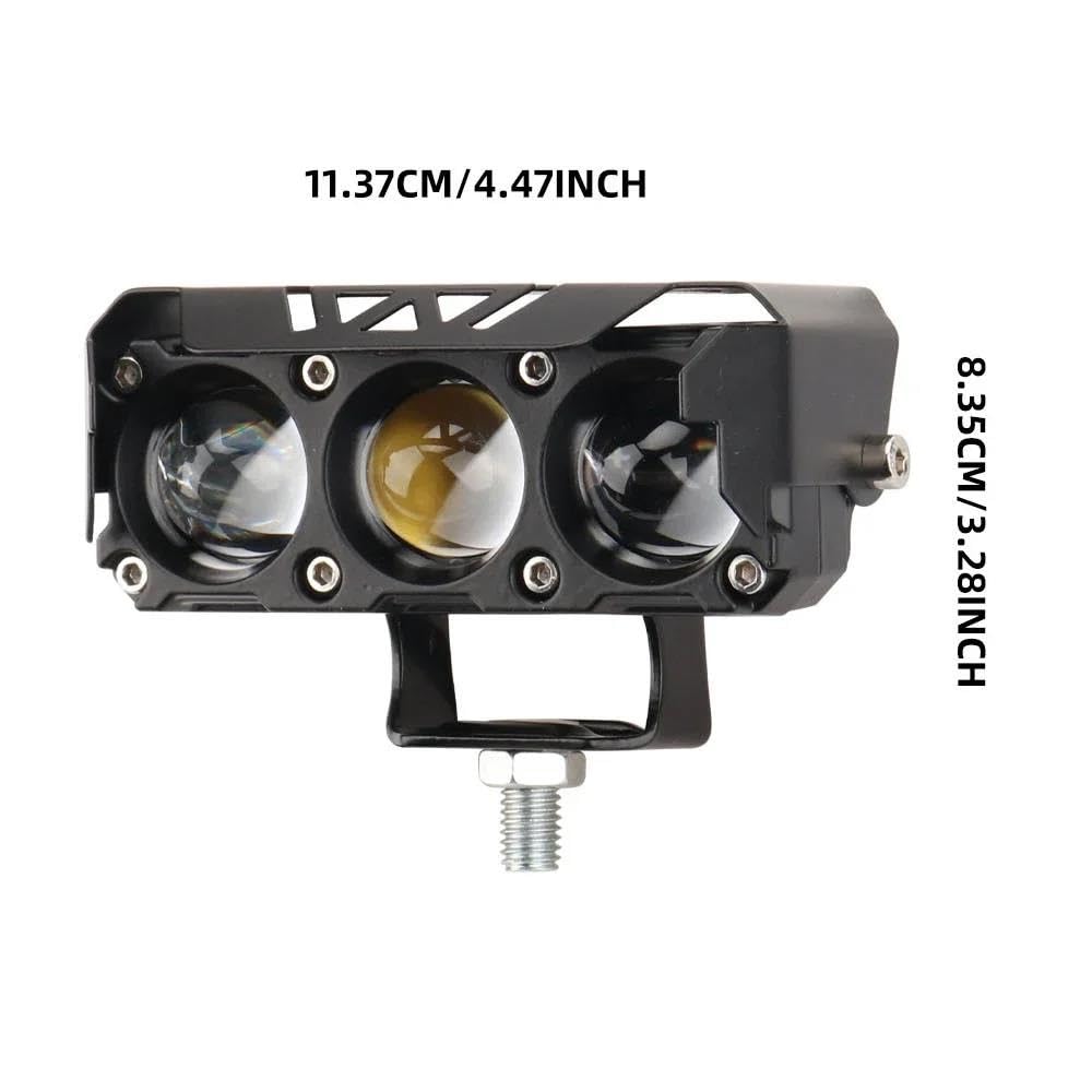 Reflektor motocyklowe 3-soczewkowe Super Jasne Reflektory Motocyklowe, LED, Przeciwmgielne, Motocykle, Światła Mijania, Robocze, Skutery(2pcs with Switch)